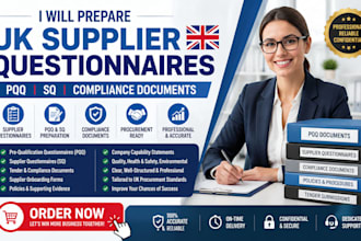 prepare UK supplier questionnaires pqq sq and compliance documents