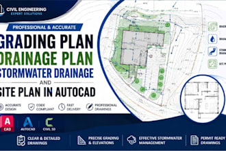 design grading plan, drainage plan, stormwater drainage and site plan in autocad