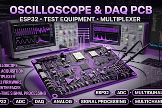 design oscilloscope pcb, data acquisition, test equipment, multiplexer pcb esp32