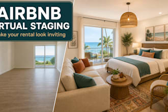 create airbnb virtual staging photos with stylish decor for holiday hosts