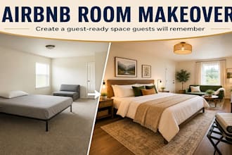 design an airbnb room makeover with furniture and decor ideas
