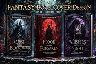 design dark fantasy, horror or gothic romance, hardcover book