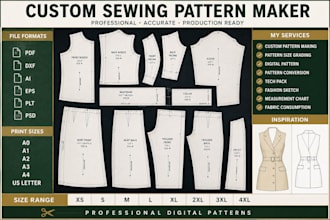 create custom clothing sewing patterns with pdf and size grading