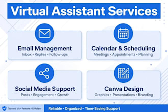 virtual assistant for email, calendar and social media