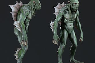 create stylized 3d horror creature and alien character for game and animation