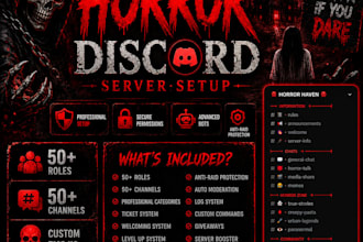 create a professional horror discord server setup with bots and roles