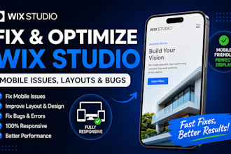 fix wix studio mobile issues, layouts, bugs, and optimize wix website responsive
