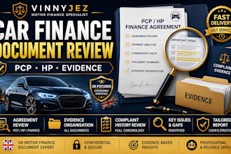 review your UK car finance agreement and complaint evidence