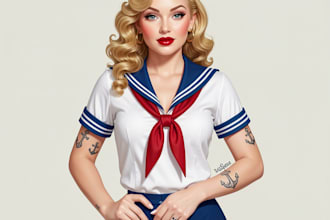 design pin up girl character