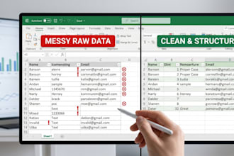 clean, format, merge, split excel data