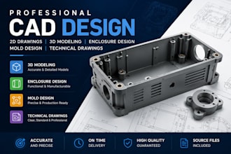 create cad designs, 3d models, enclosure designs, molds and technical drawing