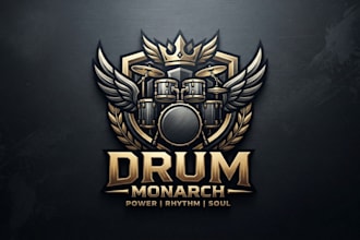 design a powerful drum logo for your music brand