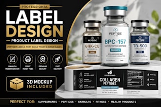 do label design product label design peptide label 3d mockup