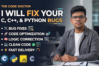 debug and fix your c,, python, or javascript code