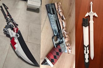 design cosplay weapon models swords daggers knives guns axes for 3d printing