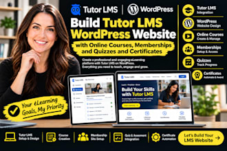 build tutor lms wordpress online course website with quizzes and certificates