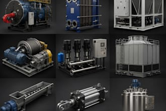 create industrial technical 3d animation, machinery and product visualization
