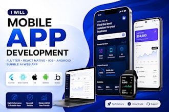 mobile app development, flutter, react native, IOS android app bubble ai web app