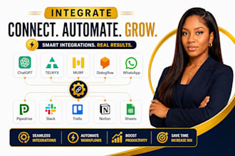 integrate chatgpt telnyx murf dialogflow whatsapp pipedrive slack make trello