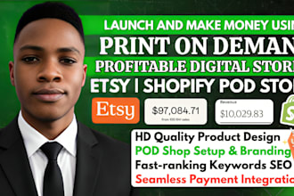 build shopify print on demand, etsy pod store, printify printiful, etsy seo