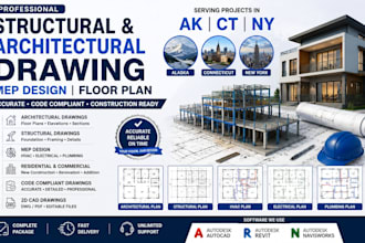structural and architectural drawing mep  design plan floor plan in ak ct ny