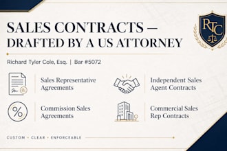 write a custom independent sales agent contract by a US attorney
