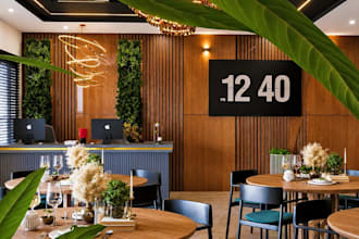 revamp modern hospitality interior, restaurant design, coffee shop,lounge render