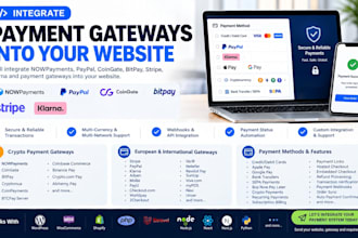 integrate nowpayment, paypal, coingate, bitpay, stripe, klarna into websites