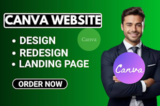 create a professional canva website or canva landing page