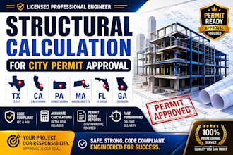 tx, ca, pa, ma, fl, ga structural calculation for city permit approval