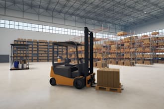 design 3d industrial building, warehouse factory storage area with 3d rendering