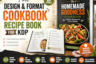 design a cookbook recipe book and format for KDP