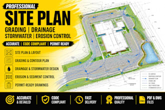 design grading storm water drainage plan pipe network and calculations