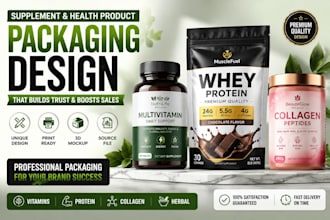 design supplement, vitamin and health product packaging with 3d mockup