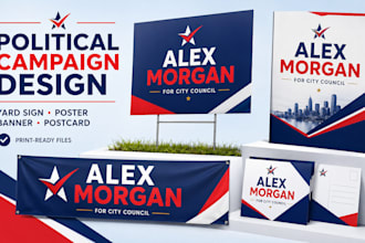 design political campaign yard sign, election poster, banner billboard, postcard