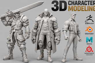 do 3d character modeling custom game model design and stl for cosplay props