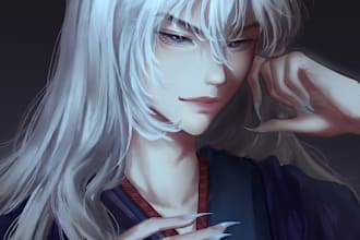 do a digital anime style semi realistic art commission