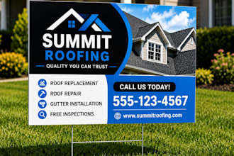 design yard sign, lawn sign, real estate sign, billboard, and signage design