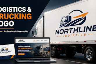 design logistics trucking transport freight and haulage logo