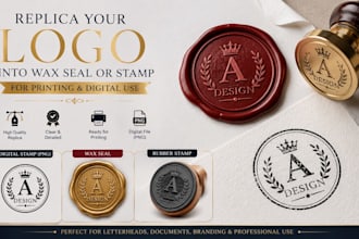 replica your logo into wax seal or stamp for printing digital stamp