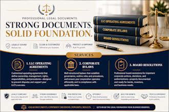 draft llc operating agreements, corporate bylaws, and board resolutions