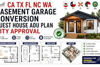 ca tx fl nc wa basement garage conversion guest house adu plan city approval