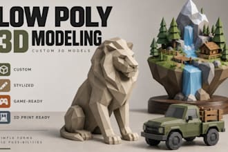 create retro ps1 style low poly 3d models game props and characters