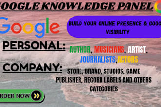 provide a google knowledge panel, knowledge panel for personal or brand