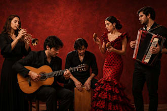 record professional flamenco guitar, cajon, castanet and trumpet