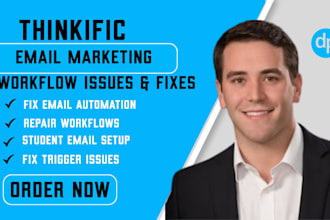 fix thinkific student email automation workflow issues