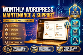 do monthly wordpress maintenance, woocommerce support and site backup