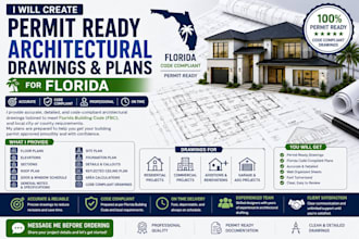 draft permit ready architectural drawings and plan for florida