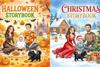 illustrate your children story book, christmas or halloween