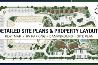 create detailed site plan, plat map, rv parking, campground and property layout